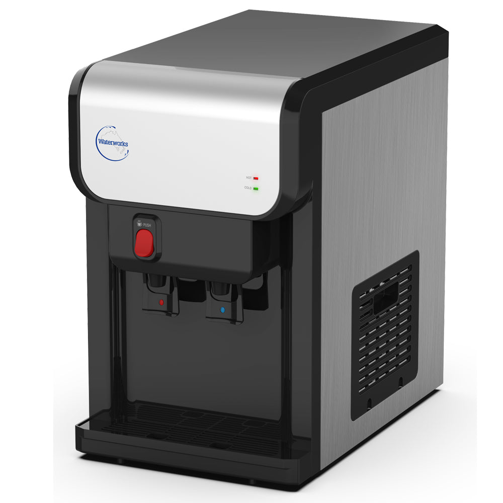 Waterworks SB5 bench top bottled water cooler. Compact & reliable with Hot & Cold or Cool & Cold models. Perfect for homes, small offices & staffrooms.