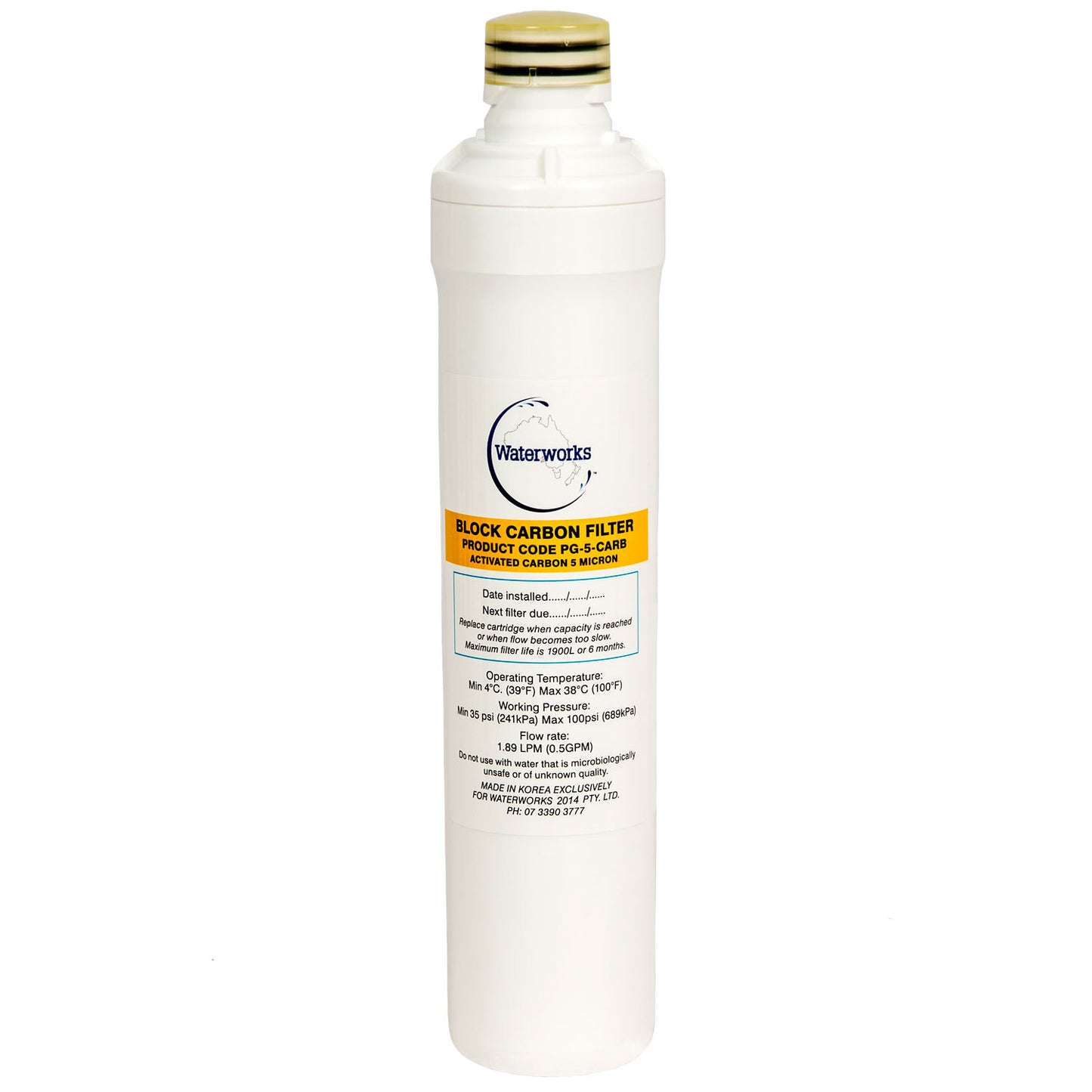 Waterworks PNP Swing & Twist Carbon Block Replacement Cartridge – 5 Micron